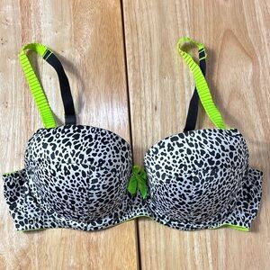 VICTORIAS SECRET Very Sexy Balconet Balconnet size 36C leopard print lime green